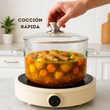 CrystalPot: Olla de Cristal Templado Antiadherente