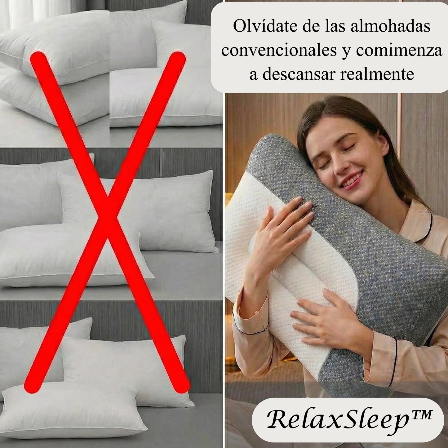 RelaxSleep™ – Almohada Viscoelástica Ergonómica